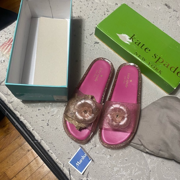 Kate Spade Pink Glitter Slide Sandals - Picture 2 of 5